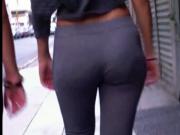 Girl with nice ass walking and jiggling on sidewalk
