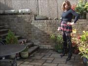 Thigh Boots, micro kilt, Metal Butt Plug - I need a wank