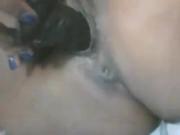 Ebony Fucking Her Shaved Pussy