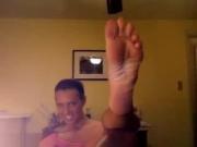 Western Blonde Womans Huge Nordic Feet and Soles