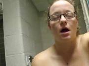 Nerd masturbate in her bathroom