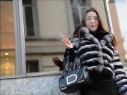 Smoking lady in Fur