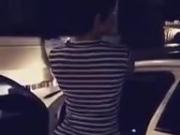 Black Girl in Striped Sundress Twerks