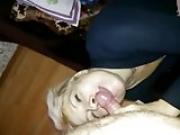 Russian blonde mature mom suck young cock