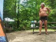 Old man wanks at public campground