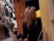 Hot sweet babe blonde at the city