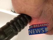 xTreme Breaking News! CloseUp of deep ribbed anal dildo