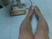 Beige Patent Pumps with Pantyhose Teaser 40