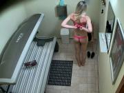 Blonde Girl Caught in Public Solarium