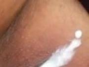 Black ex lubing her cunt