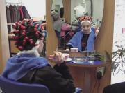 mommy smoking in perm rollers at the hair salon