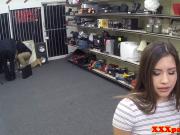 Petite pawnshop asian cockriding in store