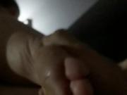 Smelly footjob cumshot