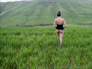 My Naked Girlfriend Walking And Dancing In Panorama Mountain