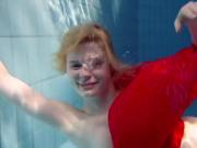 Russian teenie Lucie goes underwater swimming