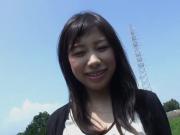 Cute Asian gal spreads legs outdoors for nice finger banging