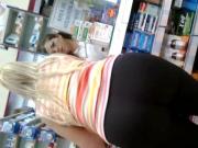 Black Lycra ass in the super market