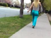 Candid skinny blonde PAWG with a super jiggly ass