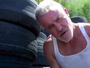 TRAILERTRASHBOYS Hunky DILF Dale Savage Jerks Off Outdoor