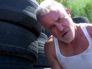 TRAILERTRASHBOYS Hunky DILF Dale Savage Jerks Off Outdoor