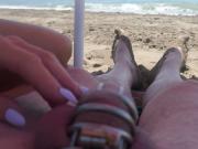 teasing in chastity on the beach