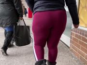 Red spandex Ebony Donk jiggling