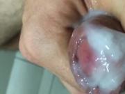 Cum in foreskin big thick cum load