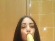 Hungarian girl suck two bananas Juliane Bayer