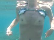 Underwater tits and cock