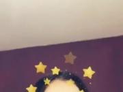 Hot babe playing with her pussy lips