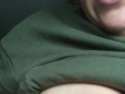 Exhibitionist Youtuber squeezes milk from her tit