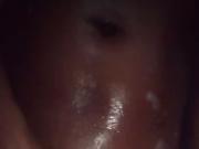 Young black skinny milf showering