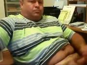 Chunky daddy stroking at office