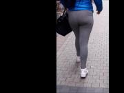 #67 Girl with sexy ass in grey leggings