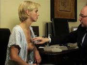 Blonde with nice small tits wants fake tits from nerd doctor