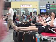 Asian Airport Cunt in Pantyhose
