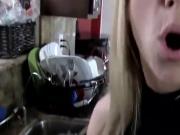 Busty milf gets fucked in the kitchen