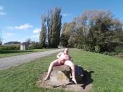 Fat man in a public place