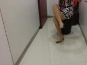 Beige Patent Pumps with Pantyhose Teaser 34
