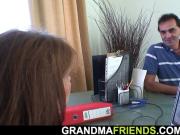 Busty office granny double penetration
