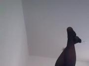 Bottom in Thigh Highs Cums Playing with Big Dildo