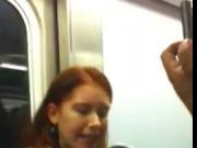 Failed Flash - Redhead Woman gets very mad in the train