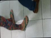 Candid amazing feet in flip flops