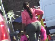 candids - ebony bbw huge ass in tight pants