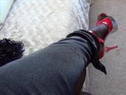 Sam Teases in Black Stockings