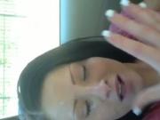 Talking with a load on her face