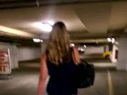 parking garage showing off her ass