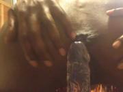 Ebony black huge gaping dildo