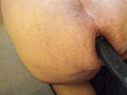 Hairy chub ass and big black dildo