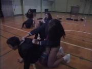 Japanese Schoolgirl Strap on Gangbang 3 Guys